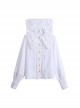 Spring Autumn Gold Thread Constellation Embroidery Lace Lapel Exquisite Star Buttons Simple JK Uniform Classic Lolita Long-Sleeved Shirt