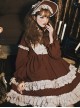 Coco Milkshake Series Spring Autumn Daily Stand-Up Collar Lace Stitching Lantern Sleeve Bowknot Decoration Striped Sweet Lolita Long-Sleeved Dress