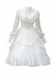 La Traviata Series French Elegant Solid Color Retro Lace Translucent Stand Collar Classic Lolita Long-Sleeved Dress