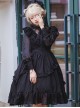 La Traviata Series French Elegant Solid Color Retro Lace Translucent Stand Collar Classic Lolita Long-Sleeved Dress