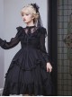 La Traviata Series French Elegant Solid Color Retro Lace Translucent Stand Collar Classic Lolita Long-Sleeved Dress