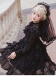 La Traviata Series French Elegant Solid Color Retro Lace Translucent Stand Collar Classic Lolita Long-Sleeved Dress