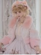 Autumn Winter Warm Thick Pink Fur Collar Lace Trumpet Sleeve Sweet Lolita Long-Sleeved Short Coat