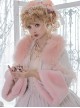 Autumn Winter Warm Thick Pink Fur Collar Lace Trumpet Sleeve Sweet Lolita Long-Sleeved Short Coat