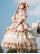 Tea Picking Girl Series Pastoral Style Elegant Square Neck Floral Stitching Puff Sleeve Lace Sweet Lolita Short-Sleeved Dress