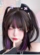 Cute Black Purple Mixed Color Medium Long Straight Hair Qi Bangs Punk Lolita Wig