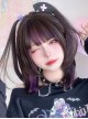 Cute Black Purple Mixed Color Medium Long Straight Hair Qi Bangs Punk Lolita Wig