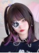 Cute Black Purple Mixed Color Medium Long Straight Hair Qi Bangs Punk Lolita Wig