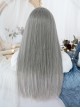 Fashion Silver-Gray Gradient Qi Bangs Daily Long Straight Hair Punk Lolita Wig