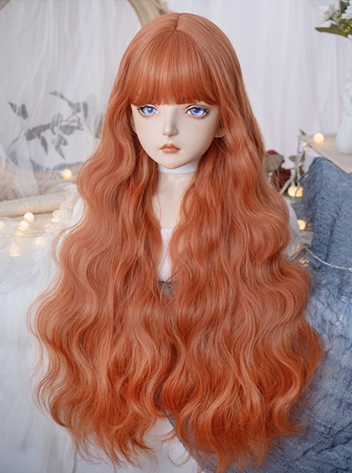 Country Style Orange Fashion Sweet Natural Long Curly Hair Sweet Lolita Wig