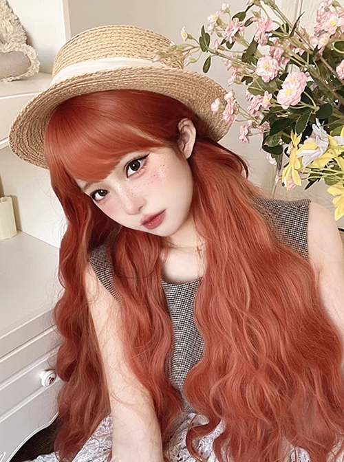 Country Style Orange Fashion Sweet Natural Long Curly Hair Sweet Lolita Wig