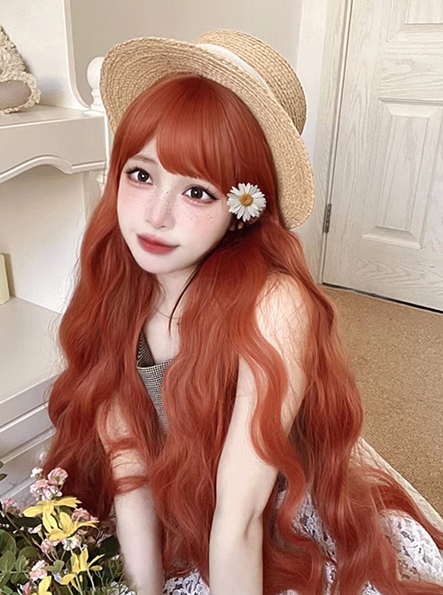 Country Style Orange Fashion Sweet Natural Long Curly Hair Sweet Lolita Wig