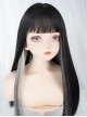 Natural Black Mixed Color Gray Hanging Ear Dyed Sweet Cute Qi Bangs Long Straight Hair Classic Lolita Wig