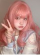 Sweet Pink Natural Long Curly Hair Air Bangs Cute Sweet Lolita Wig