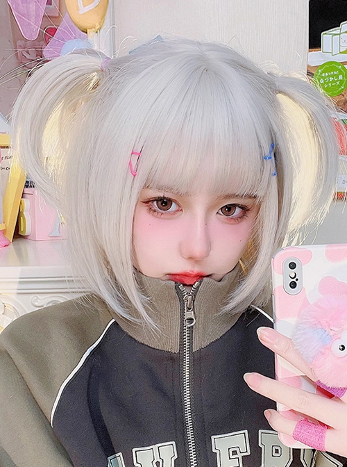 White Cute BOBO Head Fashion Short Straight Hair Sweet Lolita Wig