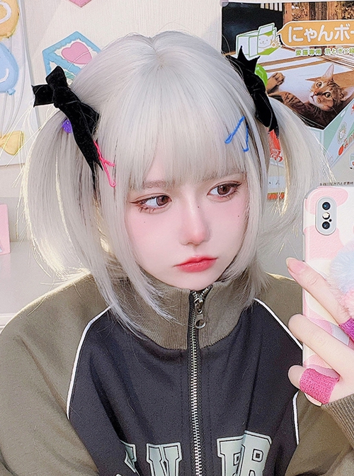 White Cute BOBO Head Fashion Short Straight Hair Sweet Lolita Wig