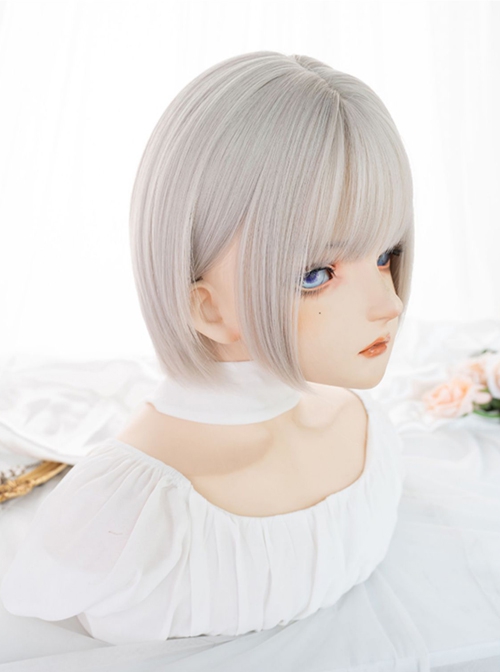 White Cute BOBO Head Fashion Short Straight Hair Sweet Lolita Wig