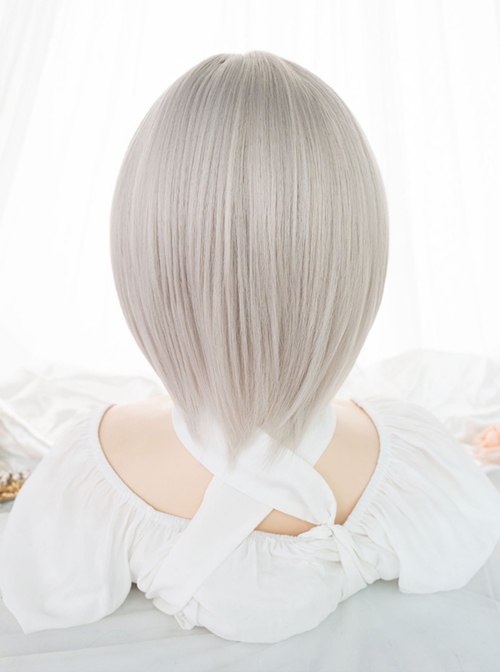 White Cute BOBO Head Fashion Short Straight Hair Sweet Lolita Wig