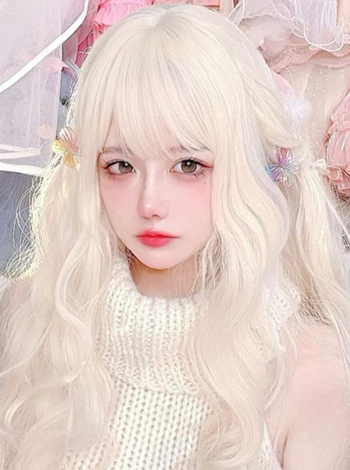 Golden Cute Qi Bangs Wool Curly Long Curly Hair Sweet Lolita Wig