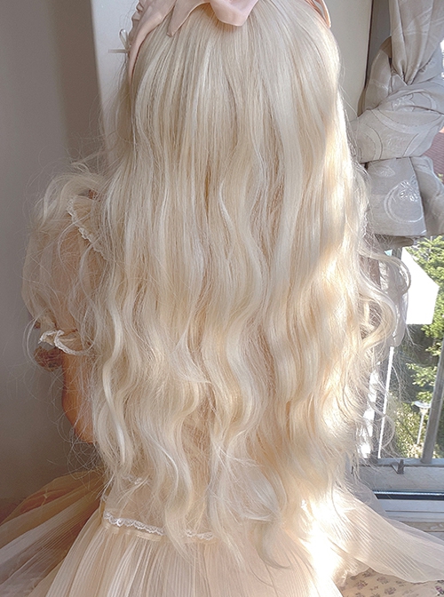 Golden Cute Qi Bangs Wool Curly Long Curly Hair Sweet Lolita Wig