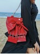 Oversized Bowknot Metal Hoop Stitching Punk Lolita Hand Shoulder Bag