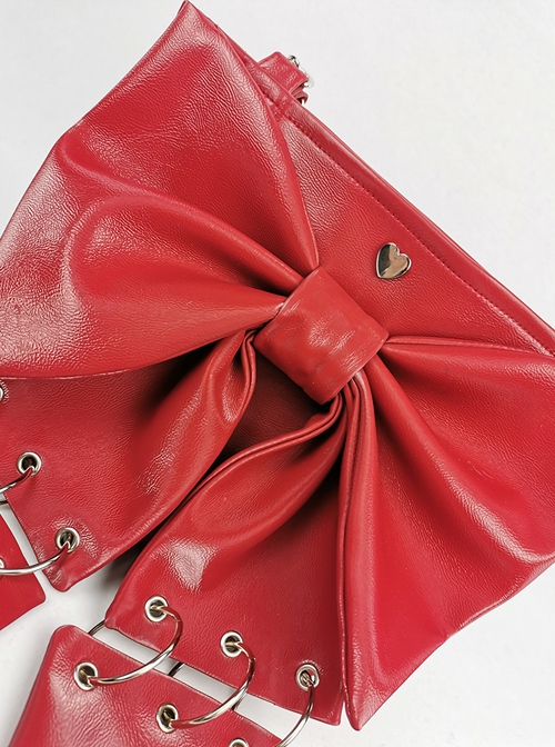 Oversized Bowknot Metal Hoop Stitching Punk Lolita Hand Shoulder Bag