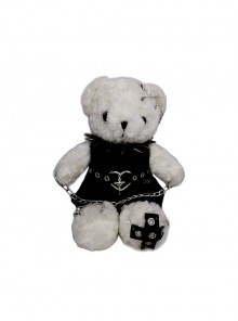 Punk Rivet Chain Cute White Little Bear Doll Bag Punk Lolita Messenger Bag