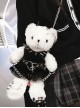 Punk Rivet Chain Cute White Little Bear Doll Bag Punk Lolita Messenger Bag