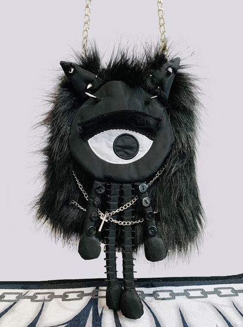 Autumn Winter Personalized Plush Chain Rivets Cartoon Punk Lolita Shoulder Messenger Bag