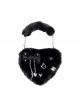 Punk Rivet Bowknot Metal Chain Decoration Black Plush Love Punk Lolita Portable Shoulder Bag