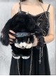 Black Plush Lop Eared Rabbit Personality Cross Metal Chain Rivet Cool Girl Punk Lolita Shoulder Messenger Bag