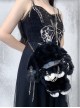 Black Plush Lop Eared Rabbit Personality Cross Metal Chain Rivet Cool Girl Punk Lolita Shoulder Messenger Bag