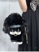 Black Plush Lop Eared Rabbit Personality Cross Metal Chain Rivet Cool Girl Punk Lolita Shoulder Messenger Bag