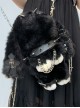 Black Plush Lop Eared Rabbit Personality Cross Metal Chain Rivet Cool Girl Punk Lolita Shoulder Messenger Bag