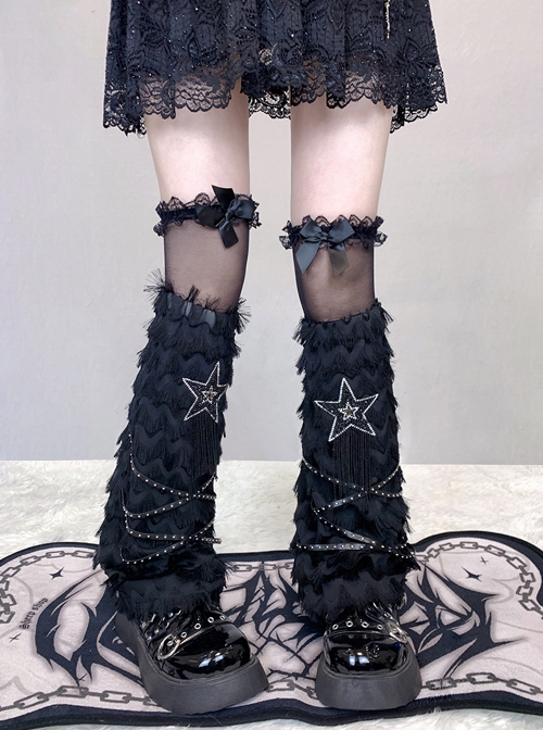 Black Personality Star Tassel All-Match Cool Girl Punk Lolita Leg Covers
