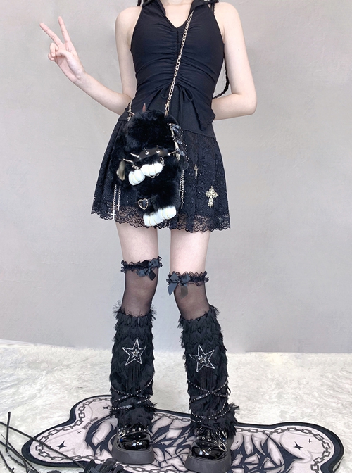 Black Personality Star Tassel All-Match Cool Girl Punk Lolita Leg Covers