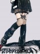 Kitten Fishbone Metal Chain Decoration Black Woven Autumn Winter Punk Lolita Leg Covers