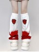 Heart Decoration White Plush Christmas Red Fur Ball Personality Punk Lolita Leg Covers