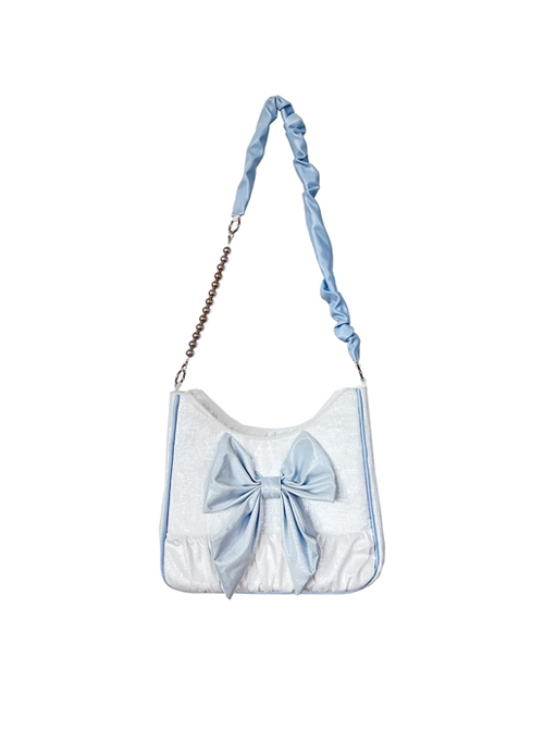 French Girl Large Capacity Bowknot Light Color Sweet Lolita Shoulder Messenger Bag