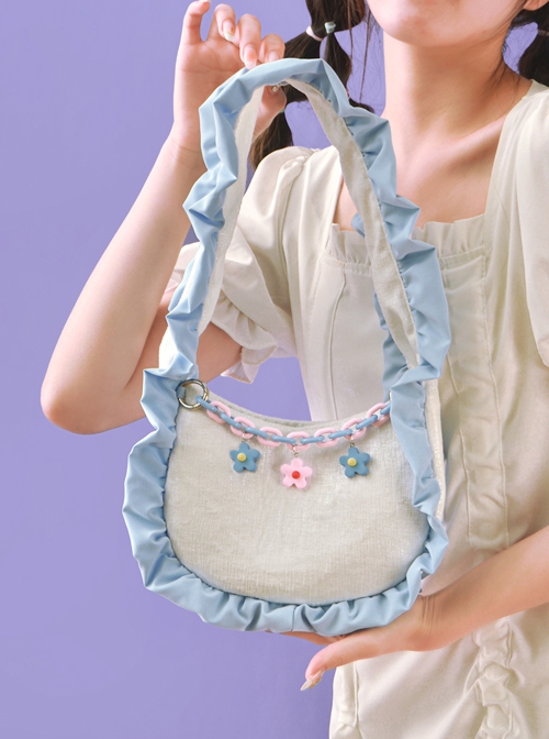 Fresh Ruffled Shoulder Straps Small Flower Accessories Girly All-Match Sweet Lolita Portable Shoulder Bag