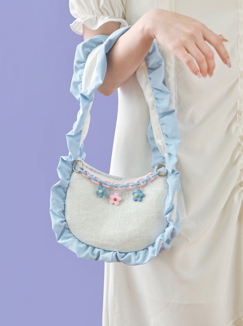 Fresh Ruffled Shoulder Straps Small Flower Accessories Girly All-Match Sweet Lolita Portable Shoulder Bag