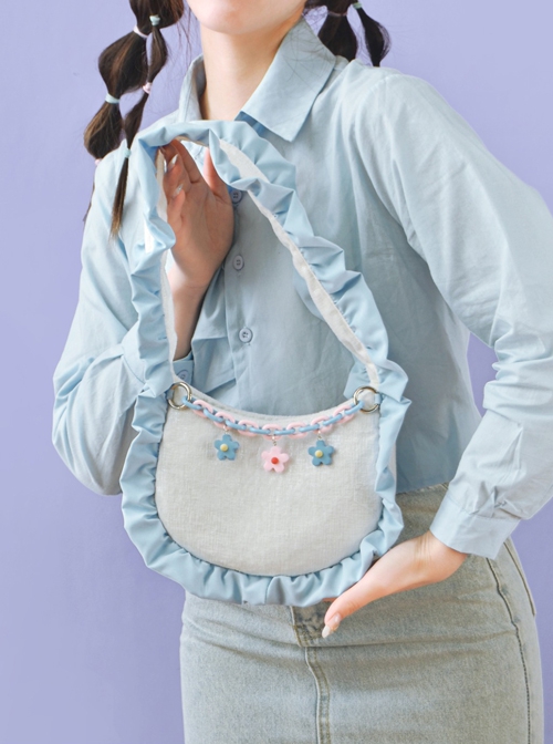 Fresh Ruffled Shoulder Straps Small Flower Accessories Girly All-Match Sweet Lolita Portable Shoulder Bag