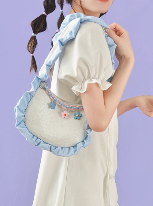 Fresh Ruffled Shoulder Straps Small Flower Accessories Girly All-Match Sweet Lolita Portable Shoulder Bag