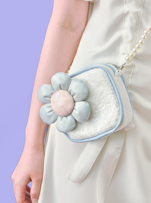 Three-Dimensional Flower Decoration Simple All-Match Cube Pack Coin Purse Sweet Lolita Wrist Messenger Bag