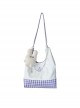 Purple Plaid Contrasting Color Vest Style Large-Capacity Messenger Bag Sweet Lolita Detachable Cute Rabbit Metal Chain Decoration