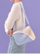 Autumn Winter Light Blue Corduroy Bead Chain Accessories Tulip Stitching Design Sweet Lolita Shoulder Bag