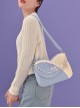 Autumn Winter Light Blue Corduroy Bead Chain Accessories Tulip Stitching Design Sweet Lolita Shoulder Bag