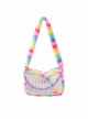 Plush Rainbow Stitching White Corduroy Blue-Purple Chain Decorate Sweet Lolita Shoulder Bag