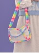 Plush Rainbow Stitching White Corduroy Blue-Purple Chain Decorate Sweet Lolita Shoulder Bag