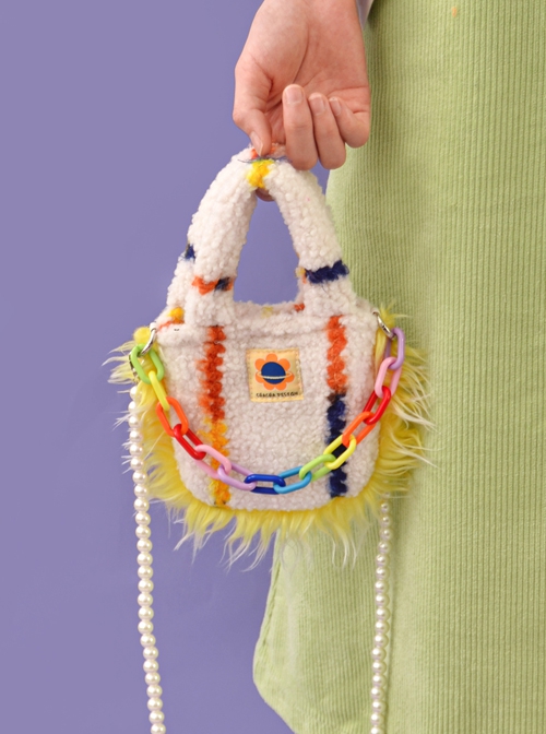 Little Sun Rainbow Chain Decoration Plush Cute Personality Sweet Lolita Portable Messenger Bag